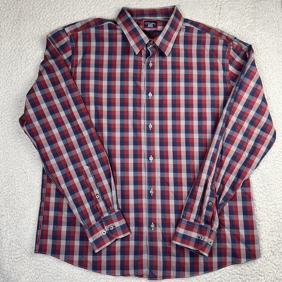 Untuckit Plaid Long Sleeve Button Down Shirt Men's Size XL Wrinkle Free - Picture 3 of 7